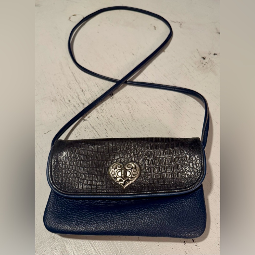 Brighton Black and Blue Designer Crossbody Leather Bag